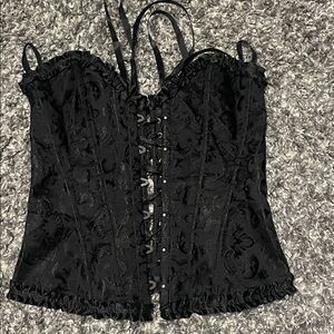 Black Lace-Up Corset Top